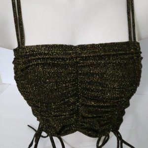 Sparkly Stretchy Black Gold Cropped Top S-M